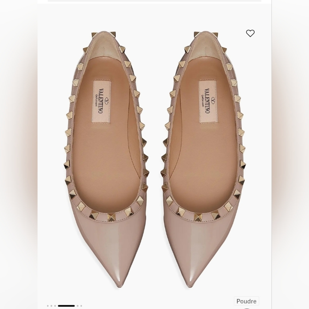 Authentic Valentino Garavani Patent Rockstud Ballet Flats Poudre Size 40
